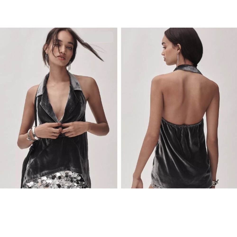 ANTHROPOLOGIE Dylon Sleeveless Wide-Placket Top: Velvet Edition